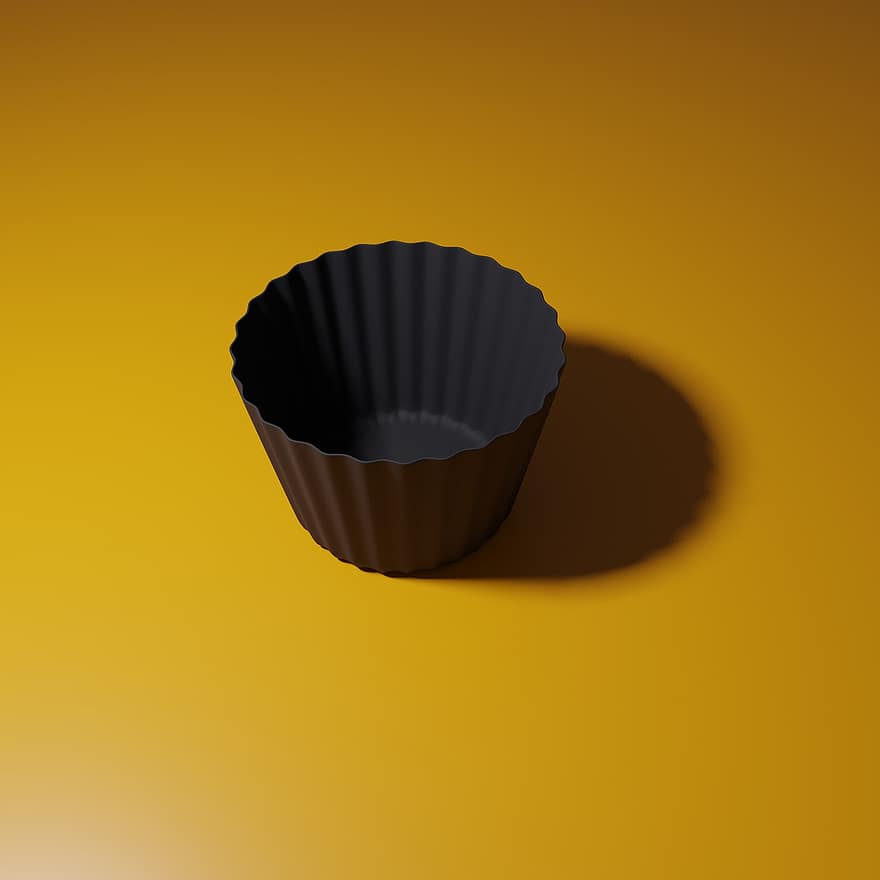 puodelis, puodelio laikiklis, cupcake, juoda, geltona, geltonas fonas, Geltoni fonai, juoda taurė, Juodas keksiukų laikiklis, plastikinis puodelis, plastikiniai puodeliai