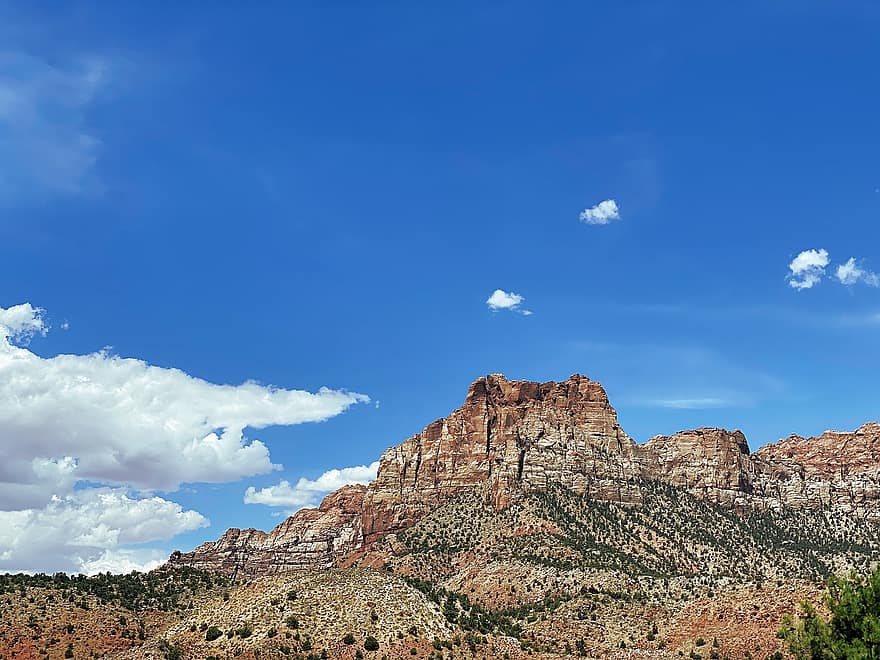 montaña, colina, rock, Sión, Utah, parque Nacional, al aire libre, arena, piedra