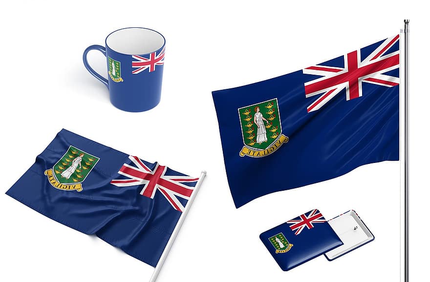 Britské Panenské ostrovy, země, vlajka, závislý, národnost, pohár, design