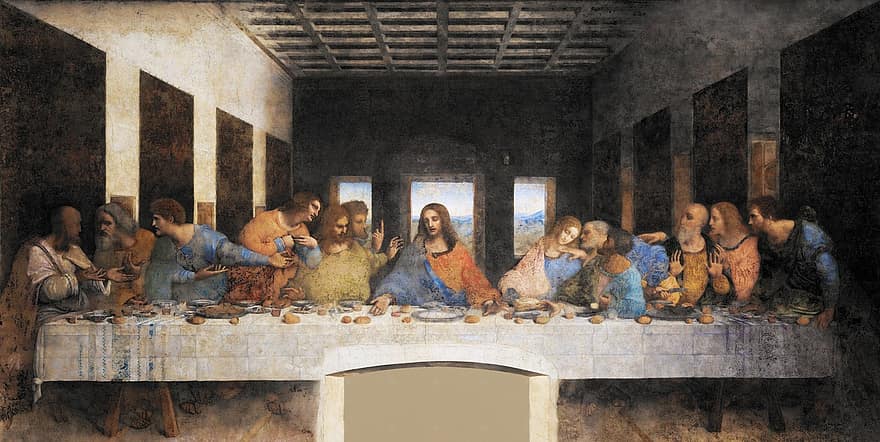 Det siste måltid, Leonardo da Vinci, jesus, freske, milan, maleri, Holy Mary of Grace