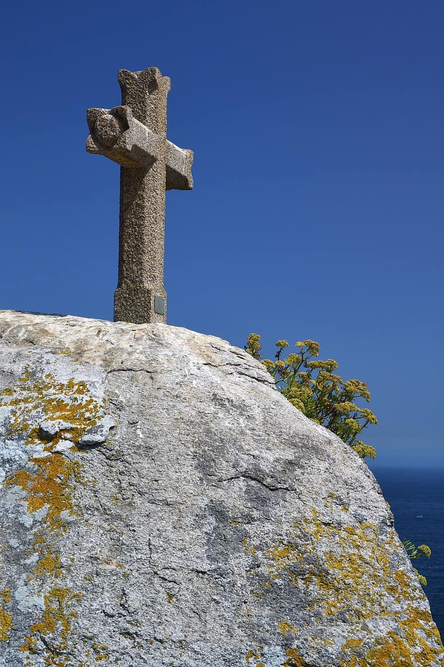Cruz, símbolo, religioso, pedra, panorama