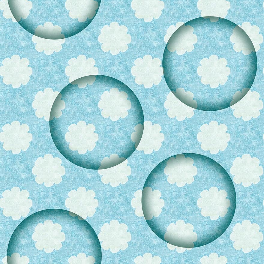 flor, círculos, fondo, resumen, modelo, burbujas, orbes, azul, decorativo