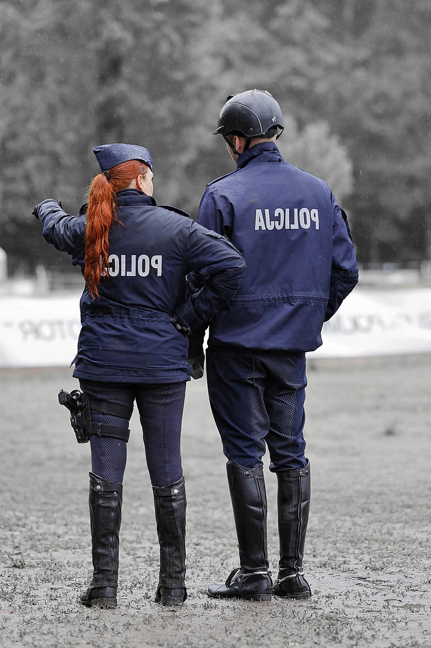 Police, Mounted Police, Police Commissioner, Women, Uniform, Officer, Service, Weapon, Debriefing, Red, Long