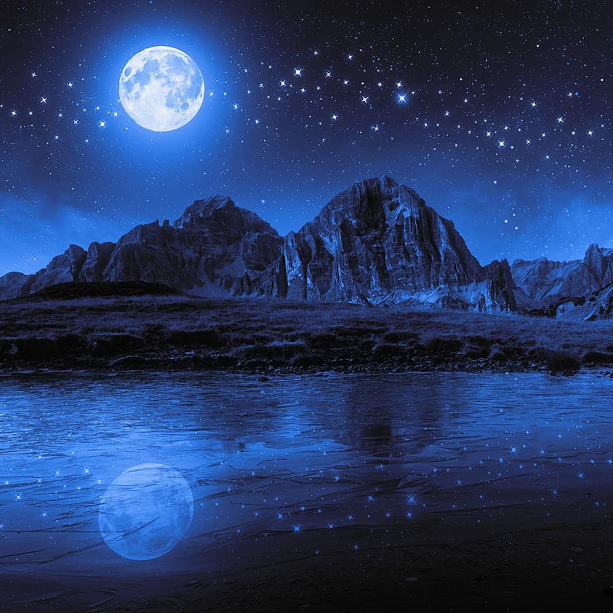 रात, बीच, चांद, सितारे, परिदृश्य, पहाड़ों, वॉलपेपर, तारों से भरा आसमान, रात का आसमान