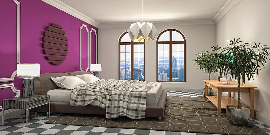 iç dizayn, yatak odası, 3d Mockup, iç, oda, yatak, mobilya, ev dekorasyonu, ev dekoru, ev, apartman