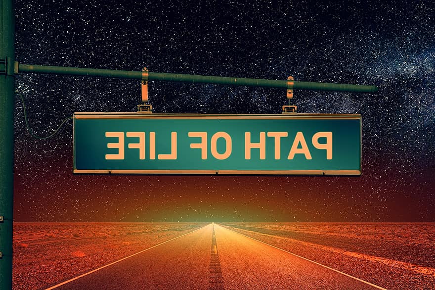 إشارة ، علامة الشارع ، الطريق ، النجوم ، الطريق السريع ، الأفق ، الحياة ، مسار ، اتجاه