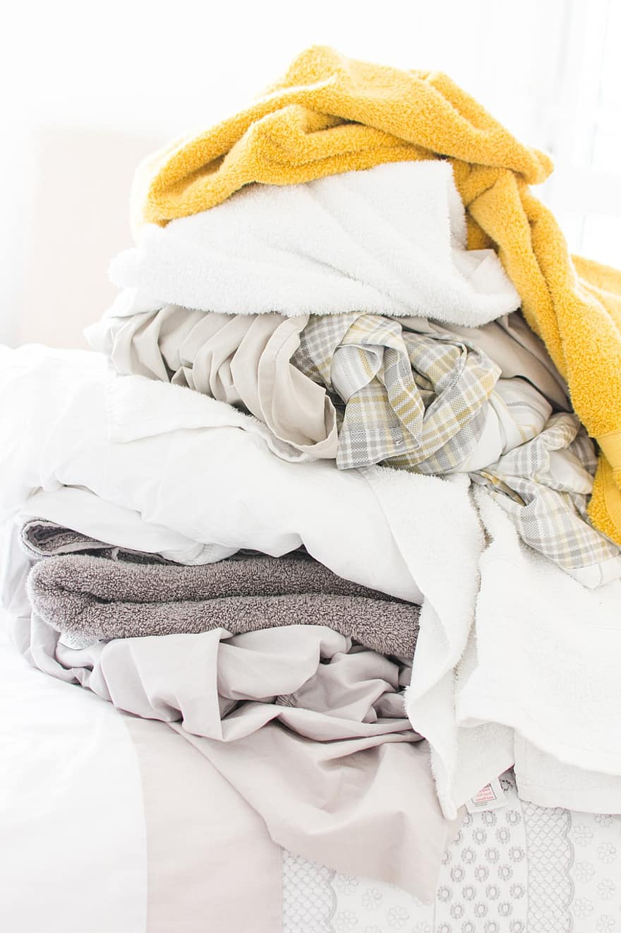 wasserij, handdoeken, linnen, stack, wassen, schoon, huishouden, klusjes