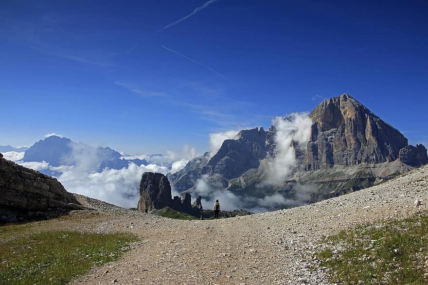 bjerge, natur, rejse, udforskning, udendørs, klippe, Dolomitterne, Alperne, landskab, Cinque Torre, syd-tirol