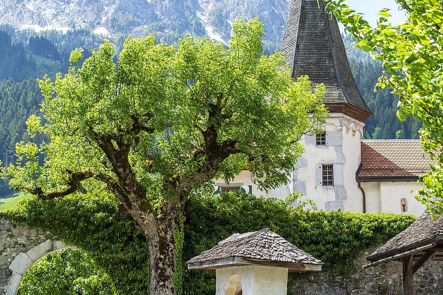 Suiza, Cantón de Berna, mayo, paisaje, lado del país, sol, cristianismo, arquitectura, religión, lugar famoso, antiguo