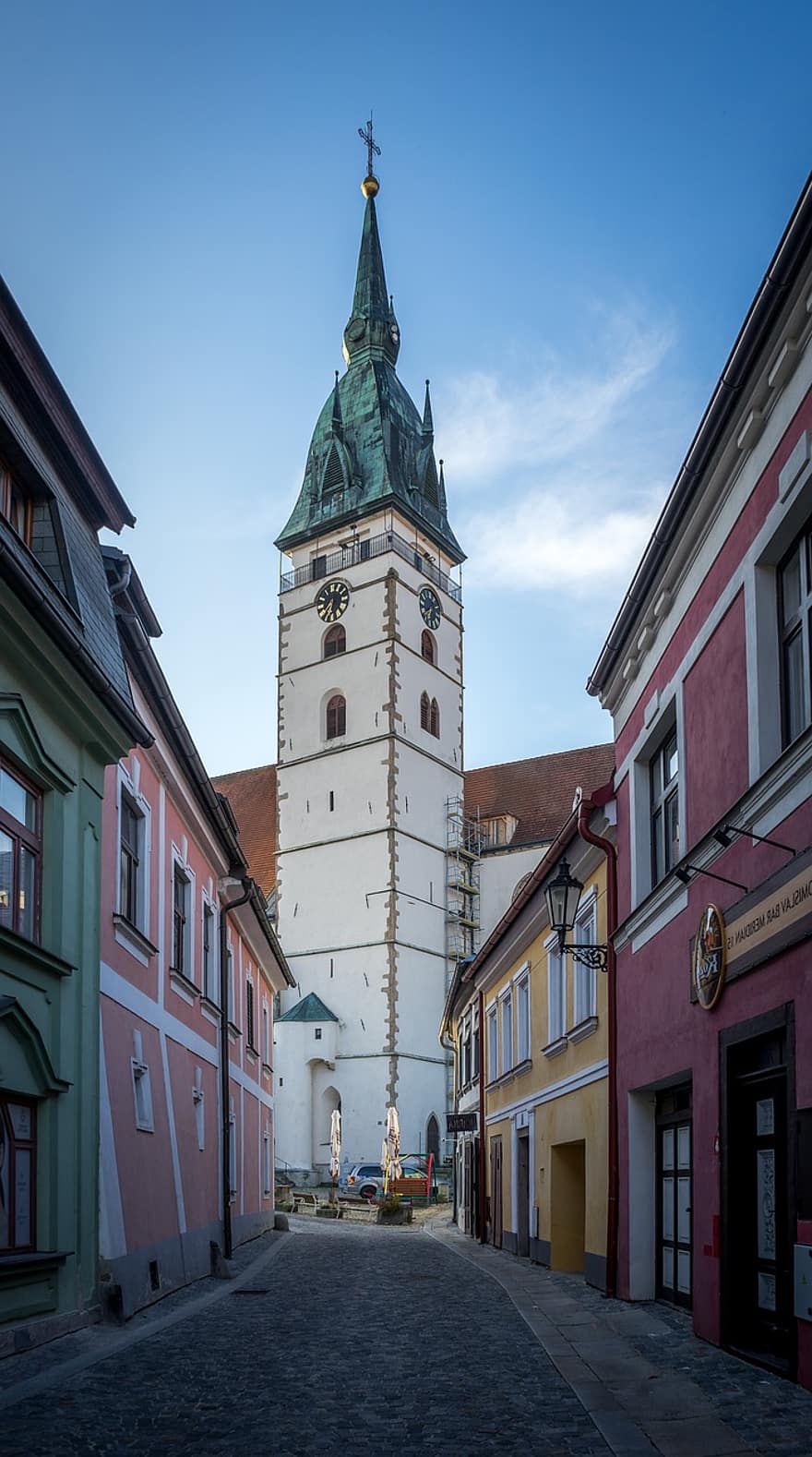 jindřichůvhradec、シティ、路地、道路、村、ヨーロッパ、建築、チェコ共和国、ボヘミア、南ボヘミア、中世