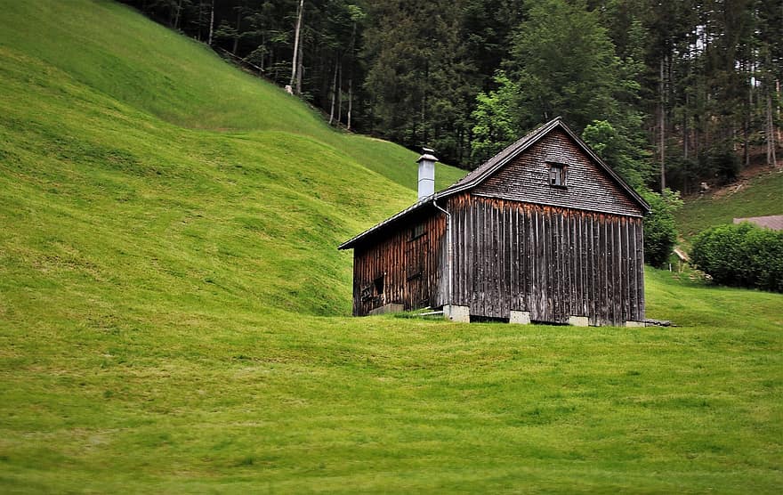 Cottage, Cabin, Wooden House, Old House, Old Huts, Old Cottage, Hill, Meadows, Field, Rural Areas, Village