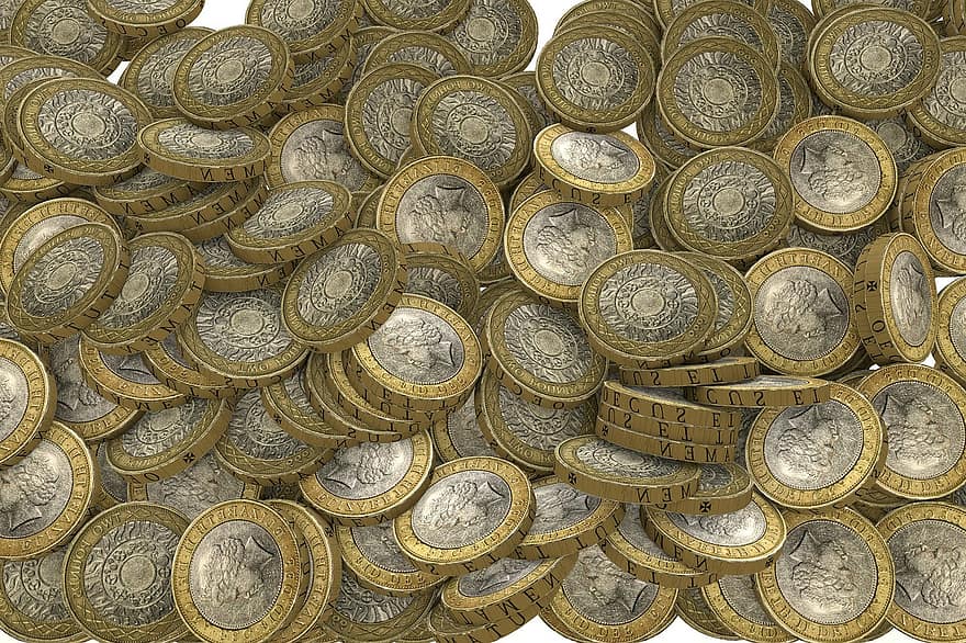 Münzen, Geld, profitieren, Reichtum, Geschäft, Risiko, finanziell, Metall, Gold, Hintergrund, brauner Hintergrund