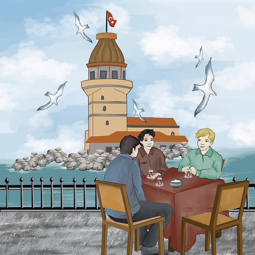 Istanbul, La Torre di Maiden, Üsküdar, marino, tacchino, natura, gola