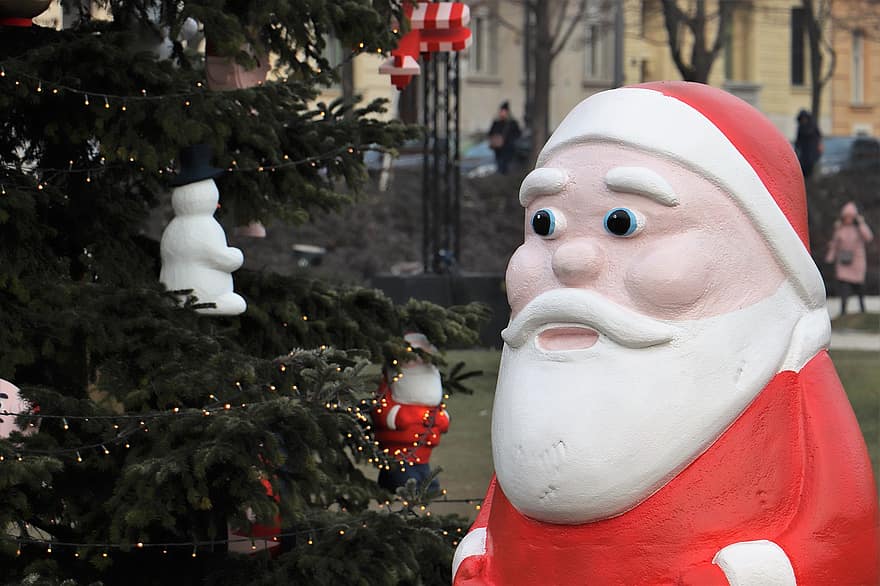 Święty Mikołaj, drzewko świąteczne, dekoracja, zimowy, zabawka, śmieszne, uroczystość, humor, pora roku, drzewo, prezent