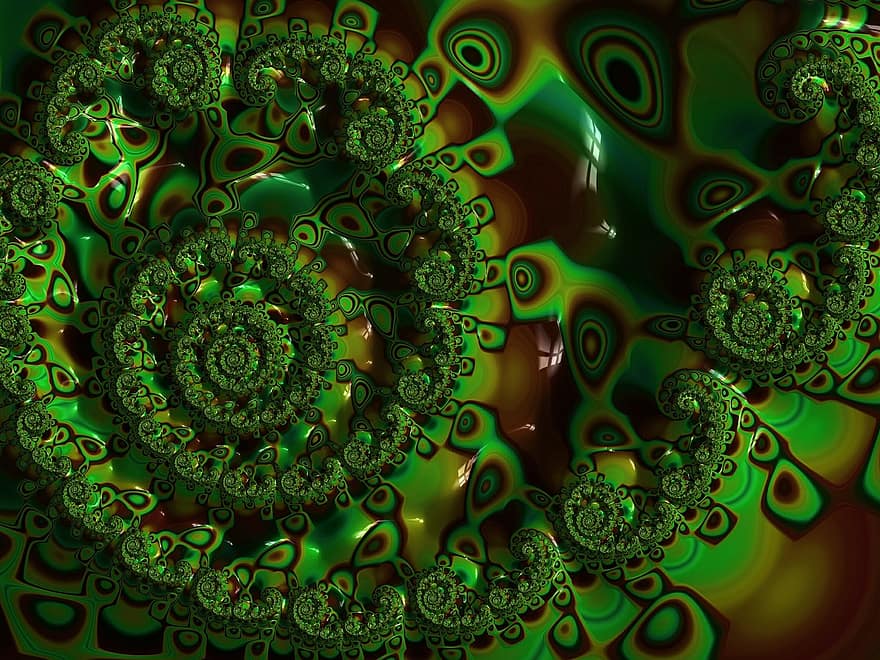 fractals, verd, resum, matemàtica, Júlia Set, gràfic, disseny, espiral, patró, matemàtiques, comptar