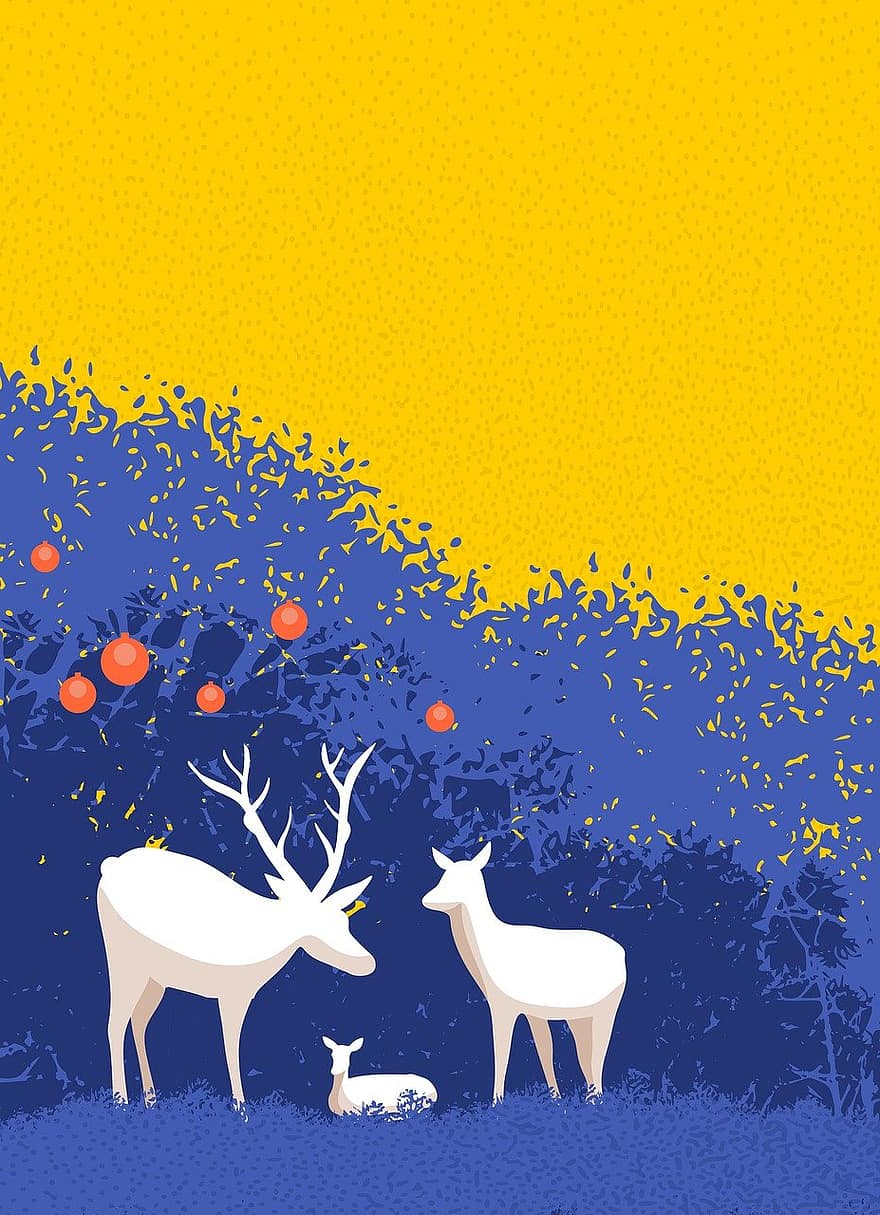 Nativity, Deer, Christmas, Background, Card, Decorative, Drawing, Holidays, Art, Design, Ornament