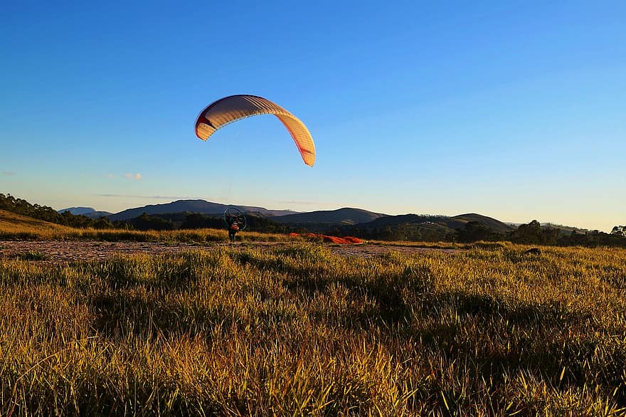 paragliding, veld-, landschap, horizon, Radiale sport