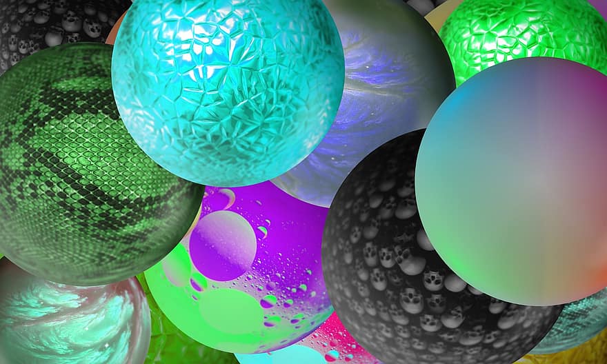 papel de parede hd, bolas, planetas, órbitas, esferas, globos, decorativo, decoração, lua, 3d render, arte