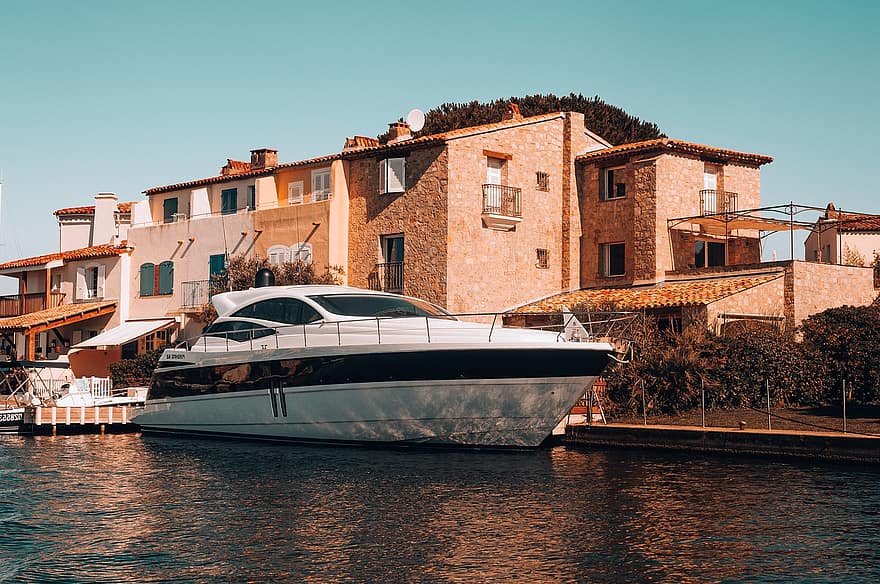 Boat, Yatch, River, Port, Dock, House, Building, Water, Travel, Vacation, Port Grimaud