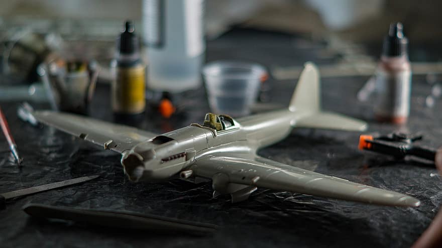 miniature, modellering, hobby, håndværk, plast, Revell, kit, gør det selv, tæt på, fly, historisk