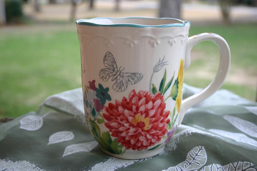 tè, tazza, caffè, tazza di tè, tazza di caffè, floreale, fiore, reggenza, Cina, bello, Crysanthemum