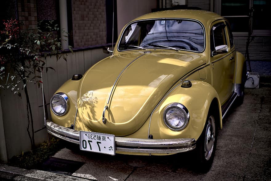 coche, auto, transporte, Volkswagen, escarabajo, antiguo, vendimia