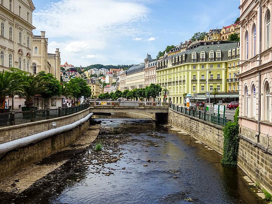 Karlovy różnią się, Republika Czeska, rzeka, Miasto, krajobraz