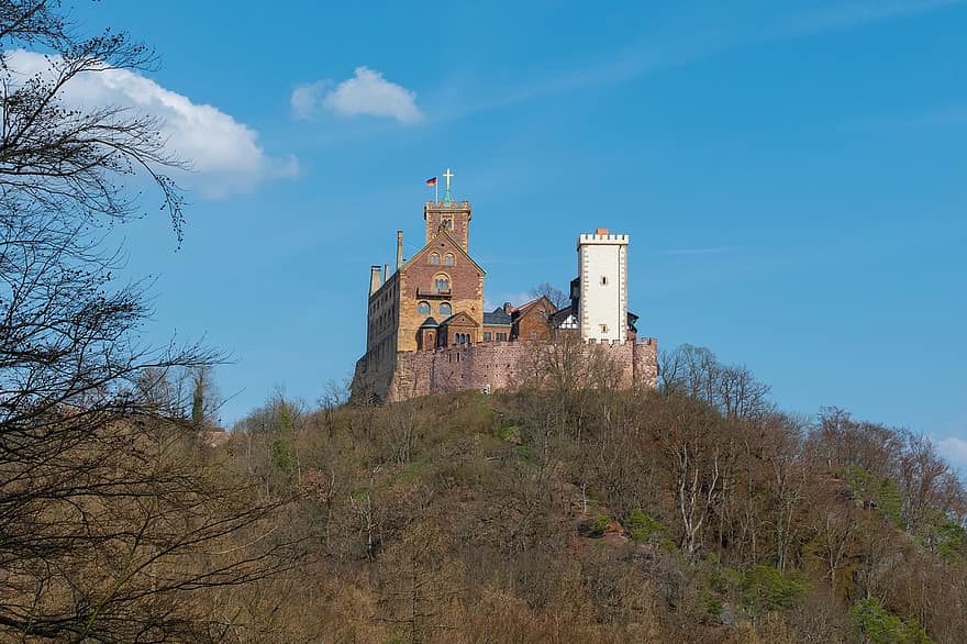 kastil wartburg, Eisenach, gunung, jerman, pemandangan, Arsitektur, Kastil, hutan thuringian