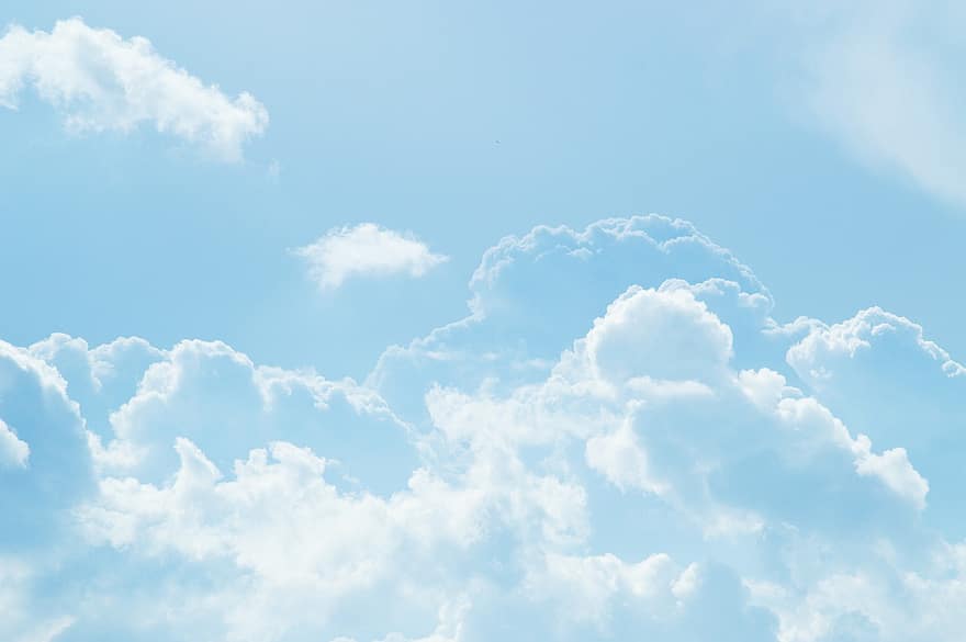 хмари, небо, атмосфера, хмарний пейзаж, блакитне небо, білі хмари, купчасто-дощові, хмарно, пухнастий, день