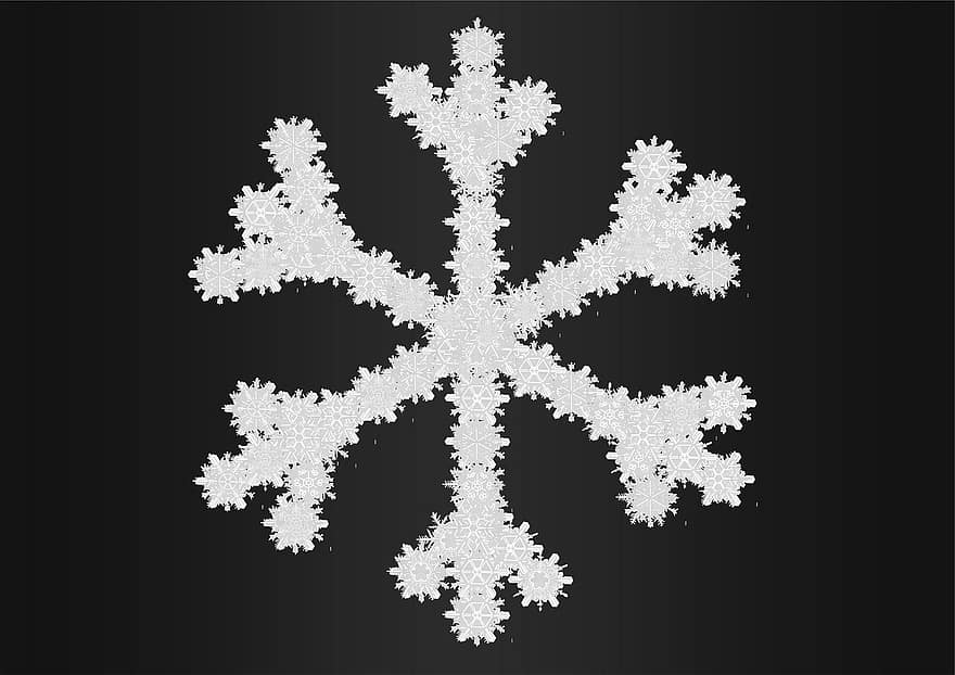 snefnug, sne, vinter, kold, is, krystaller