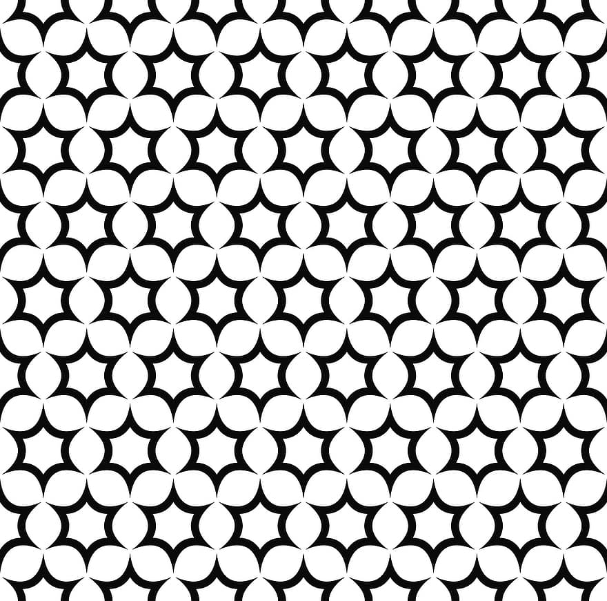 Pattern, Star, Repeating, Black, White, Curved, Hexagram, Six, 6, Background, Monochrome