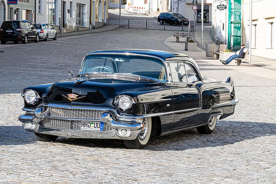 cotxe, vintage, motor, cotxe antic, automòbil, Cadillac, clàssic, vell, negre, crom, vehicle terrestre