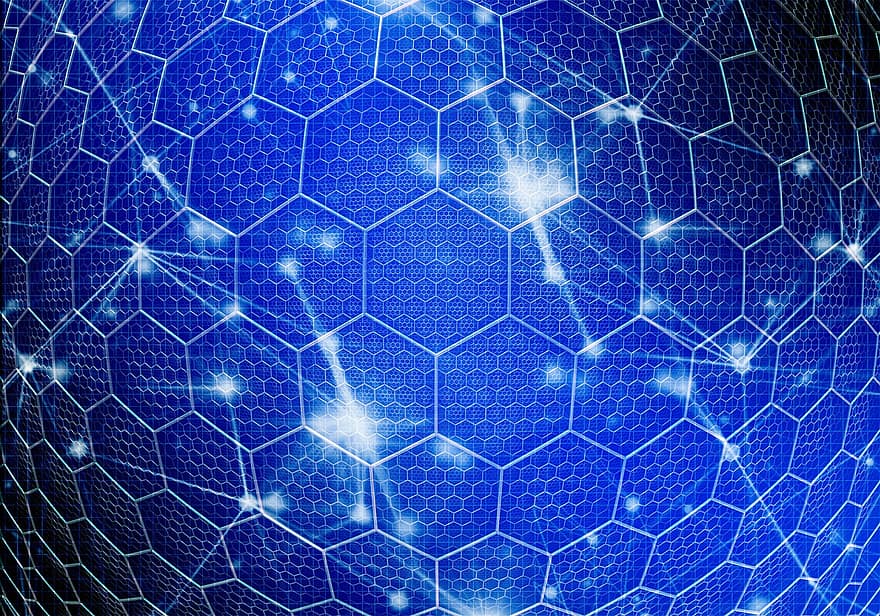 blockchain, síť, Internet, spojení, vytváření sítí, sdělení, digitální, počítač, informace, data, Modrý počítač