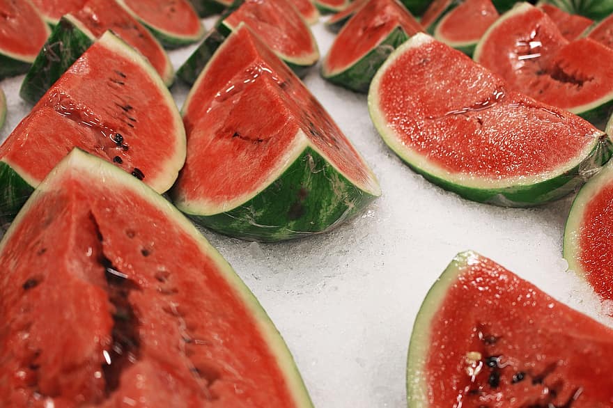 Wassermelone, Wassermelone Hintergrund, Wassermelonen, Obst, rot, Rosa, Süss, geschnitten, Grün, Hintergrund, gesund