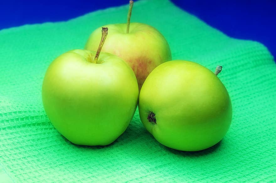 äpplen, frukt, mat, färsk, hälsosam, organisk, ljuv, producera, gröna äpplen