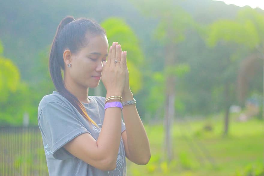 kobieta, modląc się, Pan Bóg, Jezus, Khmer, chrześcijanin, religia