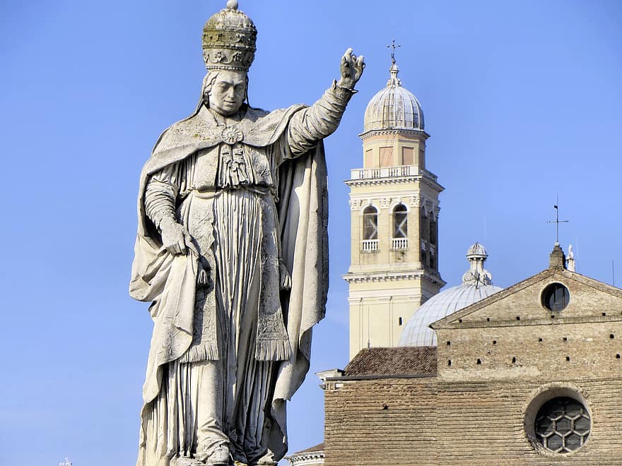 Italija, Padua, katedra, statula, popiežius, campanile, kupolas, bazilika, istorija
