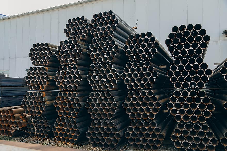Steel Pipes, Steel Factory, Metal Pipes, Manufacturing, Construction Equipment, Storehouse, stack, industry, construction industry, steel, circle