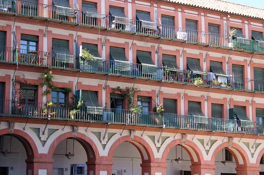 kordoba, balkonai, casas, turismo, Centro Ciudad, Andalūzija, arquitectura, architektūra, pastato išorė, langas, pastatyta struktūra