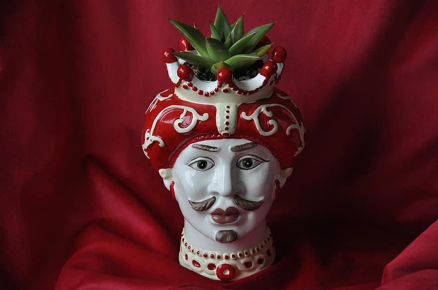 hnědý, Sicílie, váza, řemeslo, keramika, hračka, humor, dekorace, muži, detail, roztomilý