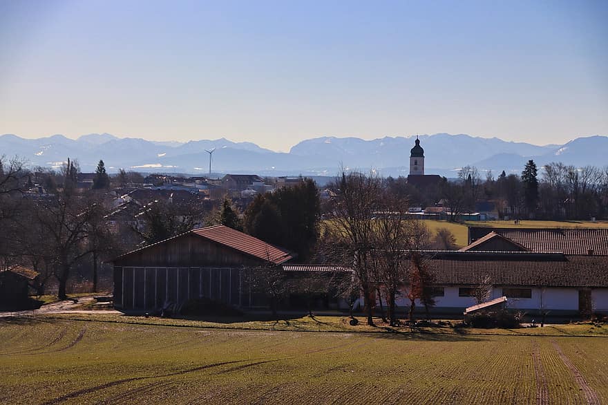 Ebersberg, by, landsbygden, Tyskland, landskap, bergen, övre Bayern, landsbygden scen, arkitektur, bruka, berg