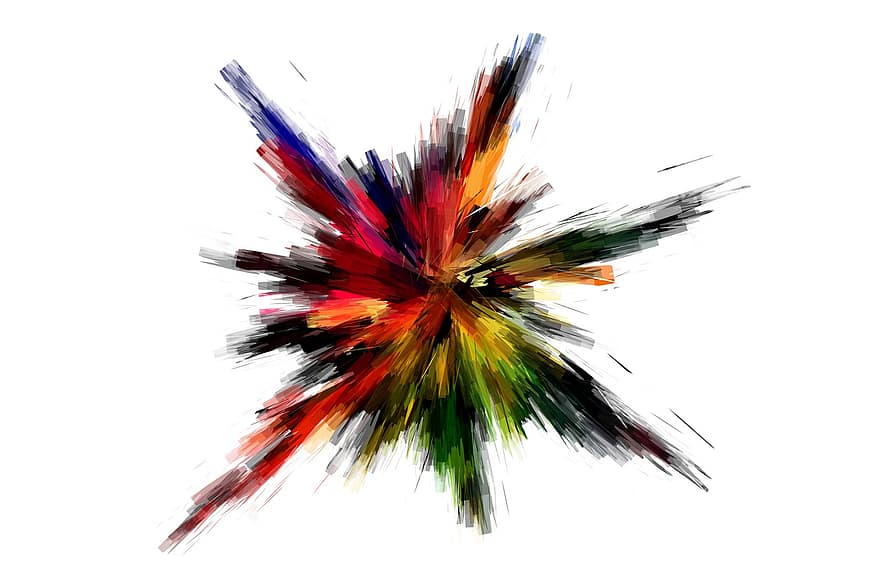 räjähdys, räjähtää, väri-, tähti, värikäs, abstrakti, kuvio, farbenspiel