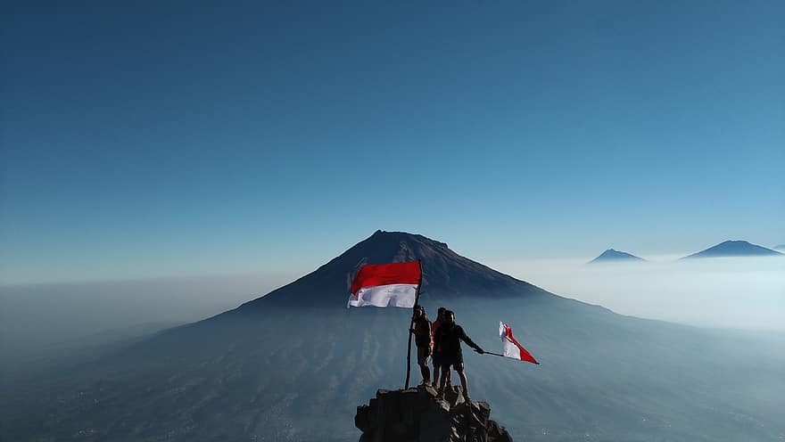 kalni, Indonēzija, raksturs, augstākā līmeņa sanāksmē, alpīnisms, pārgājieni, ceļotāji, horizonts, ainavu, piedzīvojums, ārā