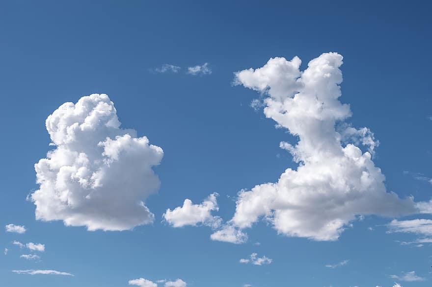 debesys, dangus, atmosfera, „cloudscape“, kumulusas, mėlynas dangus, balti debesys, debesuota, dieną