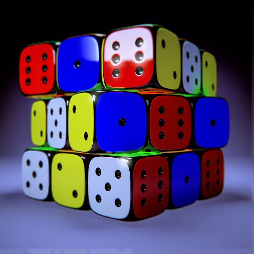 kub, 3d, Kub tärningar, Rubikube, kombination