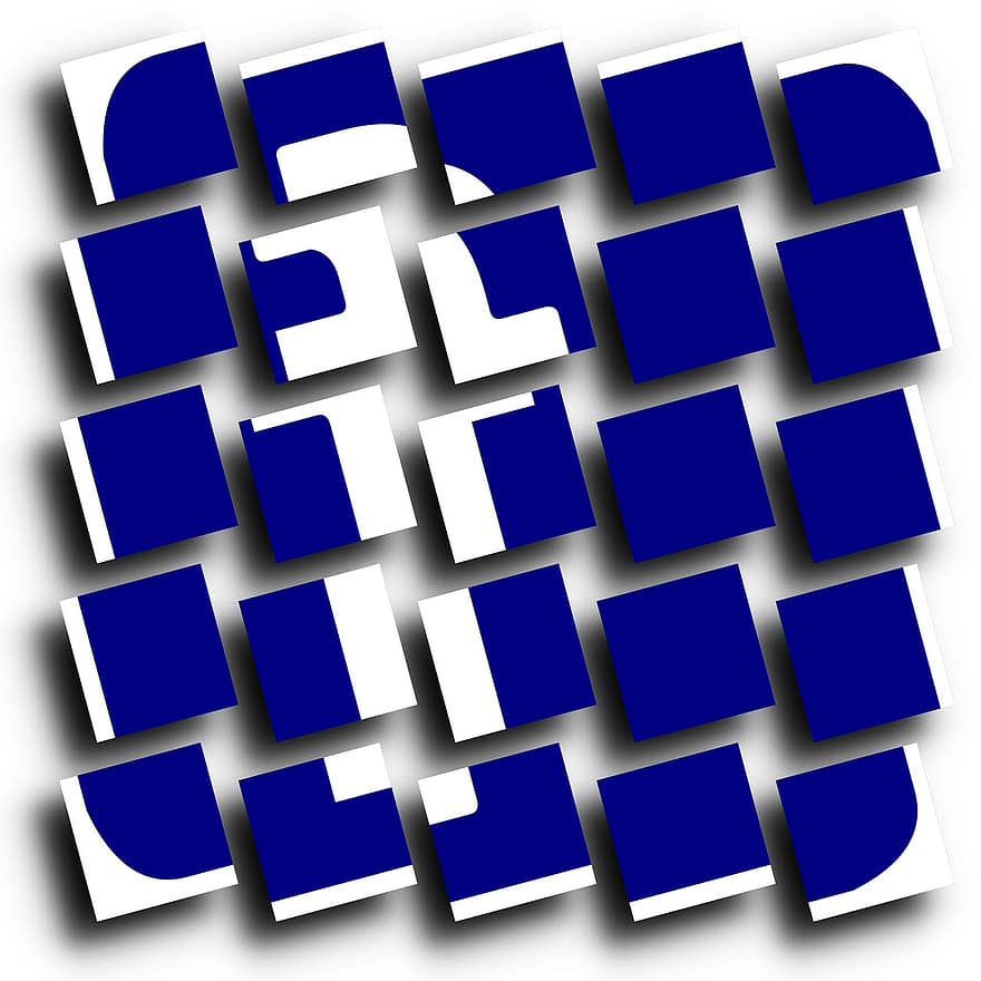 Facebook, des médias sociaux, réseau, bleu, Carreaux abstraits, 3d, conception, art, icône facebook, l'Internet, la communication