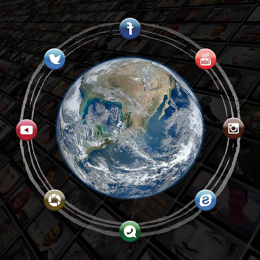 sociale medier, Youtube, kommunikere, medier, facebook, social, internet, computer, app, forbindelse, jorden
