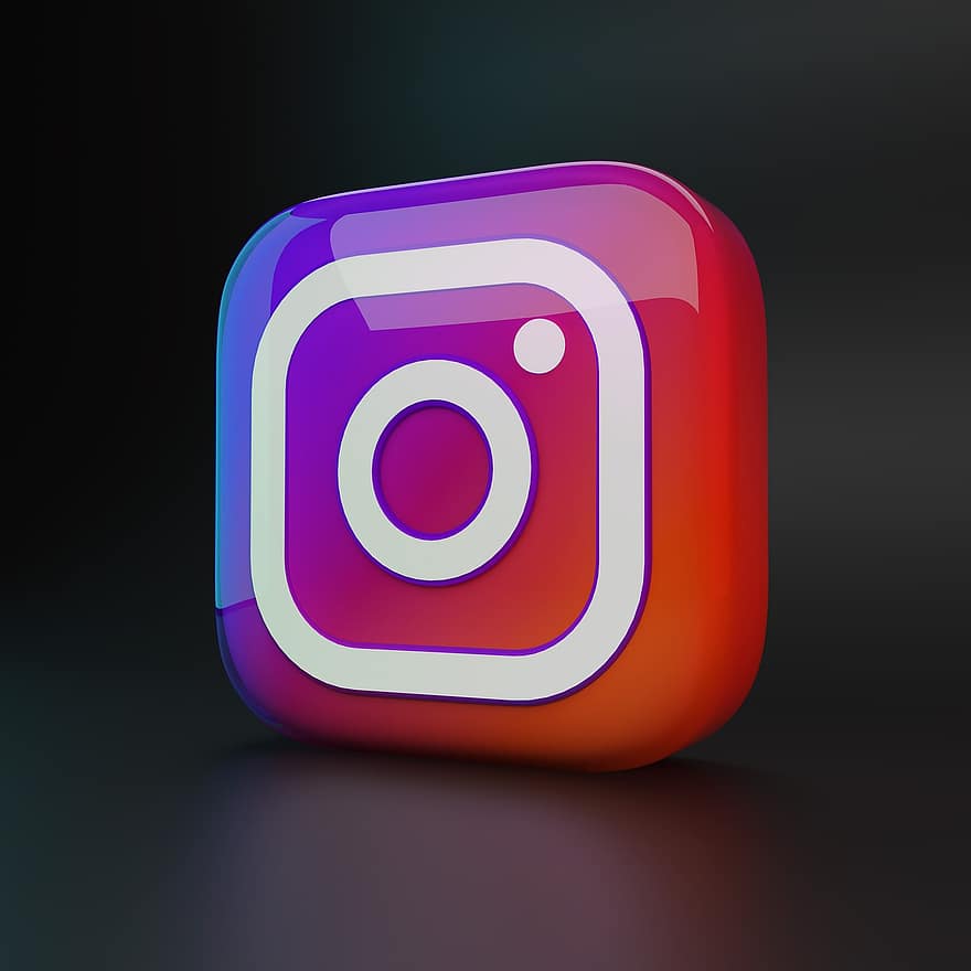 Instagram, โลโก้ instagram, ไอคอน instagram, การเรนเดอร์ 3d