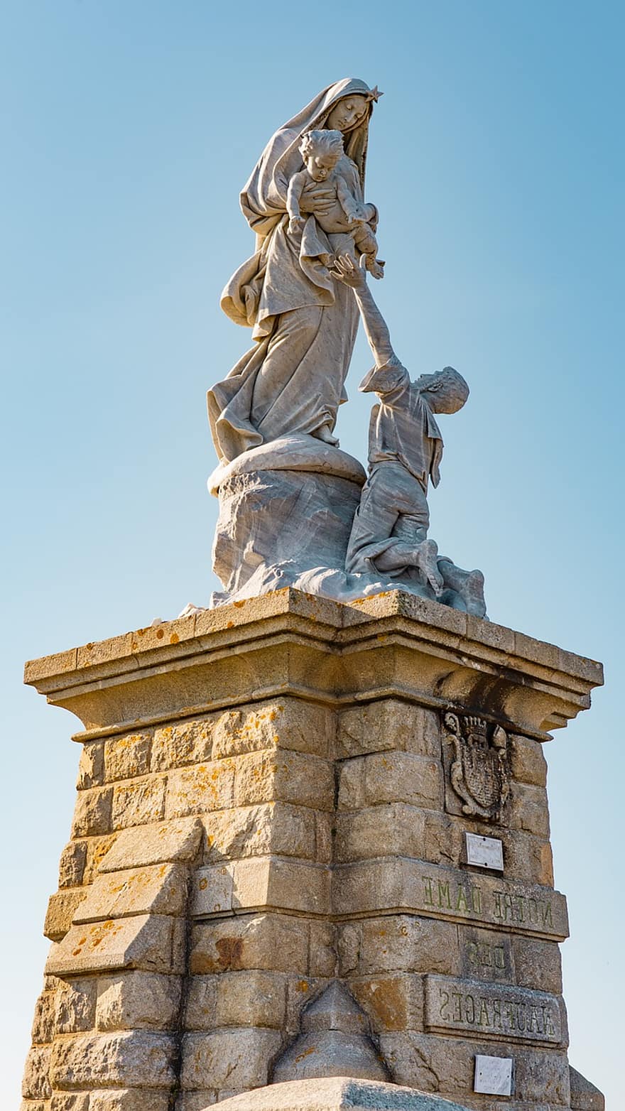 скульптура, статуя, матір Божа, Матері Божої Корабельної Аварії, визначні пам'ятки, пуент ти раз, Бретань, Франція