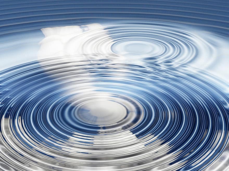 onda, concentrico, cerchi di onde, acqua, cerchio